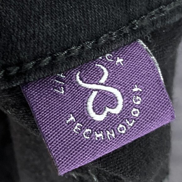 NYDJ Size 2 Black Rhinestone Embellished Back Pockets Stretch Straight Leg Jeans - Picture 4 of 5